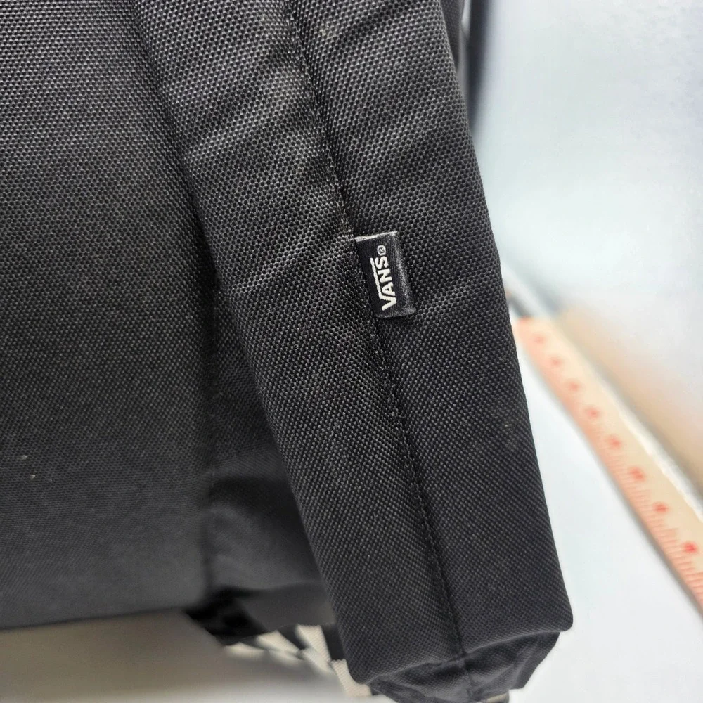 Vans Backpack Unisex OS Black Floral Logo Checkerboard Canvas Skate School Bag
